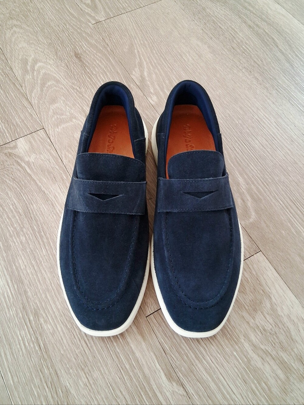 Wolf & Shepherd Crossover Loafer In Navy Suede
